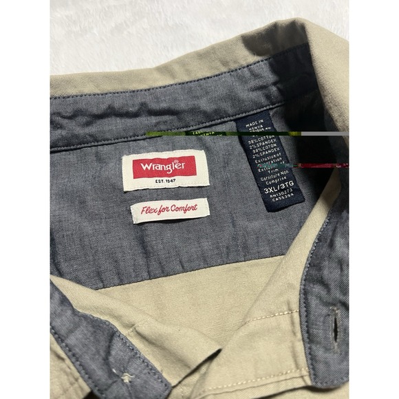 Wrangler Flex for Comfort Khaki Short Sleeve Button-Up Shirt 3XL - Picture 3 of 10